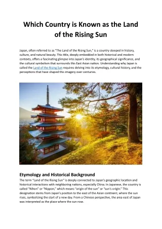 Which Country is Known as the Land of the Rising Sun?