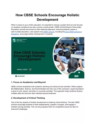 How CBSE Schools Encourage Holistic Development