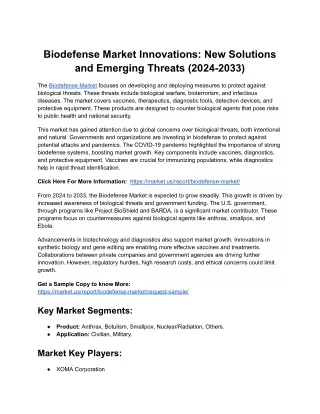 Biodefense Market Strategic Analysis: Government Initiatives and Defense Investm