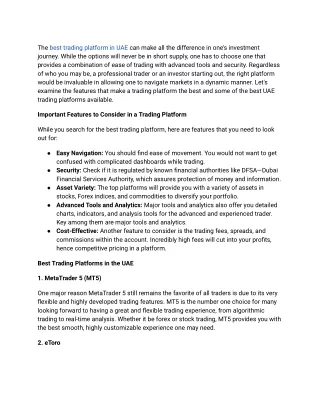 Best Trading Platform in UAE: A Comprehensive Guide
