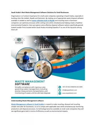 Best Waste Management Software for Small Businesses in Saudi Arabia
