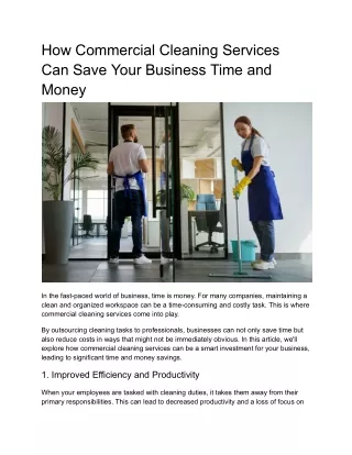 How Commercial Cleaning Services Can Save Your Business Time and Money