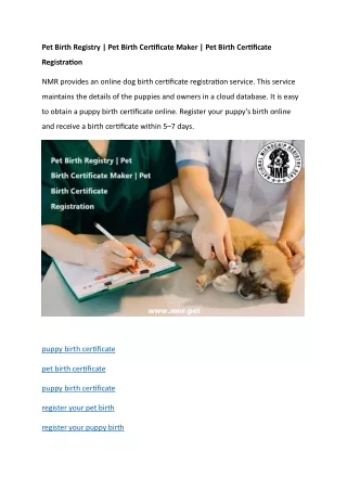 Pet Birth Registry  Pet Birth Certificate Maker  Pet Birth Certificate Registration