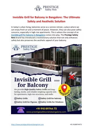 Invisible Grill for Balcony in Bangalore