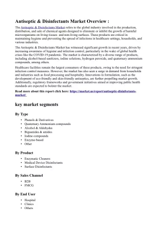 Antiseptic & Disinfectants Market: Understanding the Shift Towards Eco-friendly