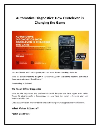 Automotive Diagnostics How OBDeleven is Changing the Game