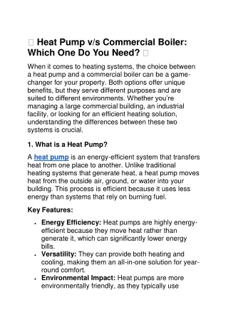 Heat Pump v/s Commercial Boiler: Which One Do You Need?