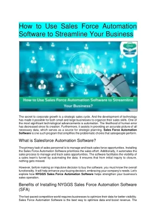 NYGGS Sales Force Automation Software