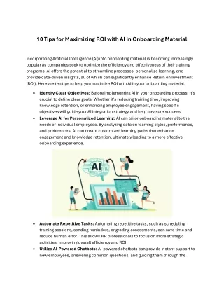 10 Tips for Maximizing ROI with AI in Onboarding Material