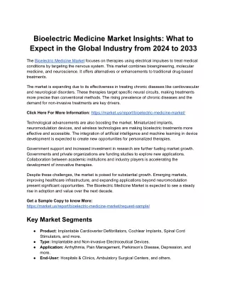 Bioelectric Medicine Market Size and Growth Projections: A Comprehensive Analysi