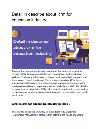 Detail in describe about  crm for education industry