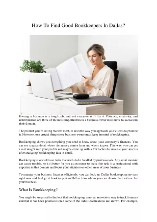 How To Find Good Bookkeepers In Dallas