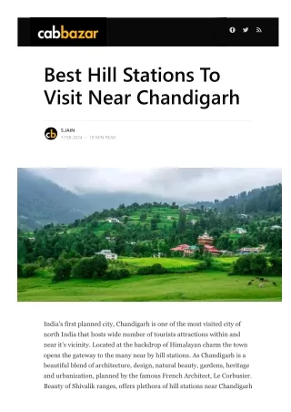 hill stations to visit near chandigarh