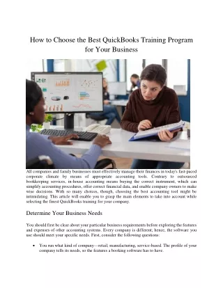 How to Choose the Best QuickBooks Training Program for Your Business