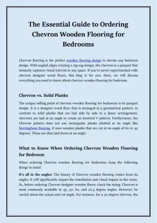 The Essential Guide to Ordering Chevron Wooden Flooring For Bedrooms