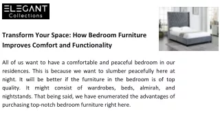 Transform Your Space: How Bedroom Furniture Improves Comfort and Functionality