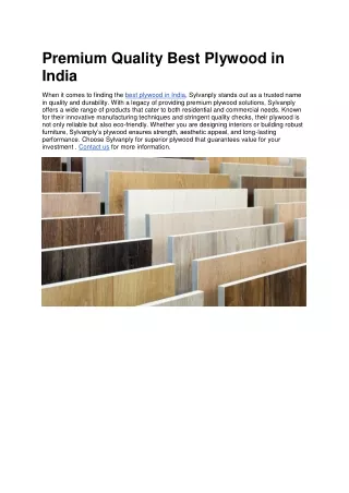 Premium Quality Best Plywood in India