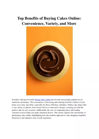 Top Benefits of Buying Cakes Online_ Convenience, Variety, and More