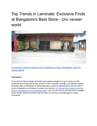 Top Trends in Laminate_ Exclusive Finds at Bangalore's Best Store - Uro veneer world