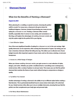 What Are the Benefits of Renting a Sherwani_