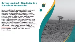 Buying Land A 9-Step Guide to a Successful Transaction