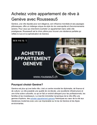 Acheter appartement geneve