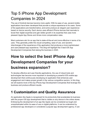 Top 5 iPhone App Development Companies In 2024