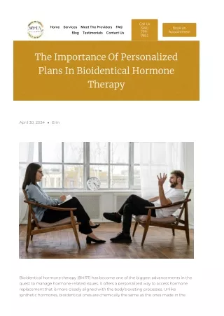 The Power of Personalized Bioidentical Hormone Therapy (BHRT): Why Tailored Trea