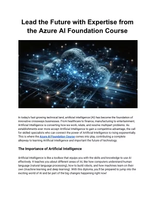 Lead the Future with Expertise from the Azure AI Foundation Course