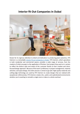 Interior fit Out Companies in Dubai