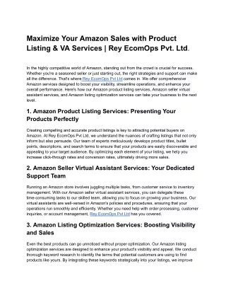 Maximize Your Amazon Sales with Product Listing & VA Services | Rey EcomOps Pvt.