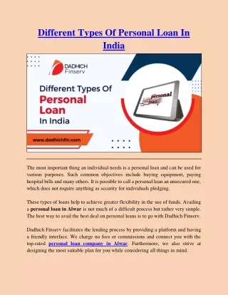 Different Types Of Personal Loan In India