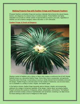 Making Projects Pop with Feather Fringe and Pheasant Feathers