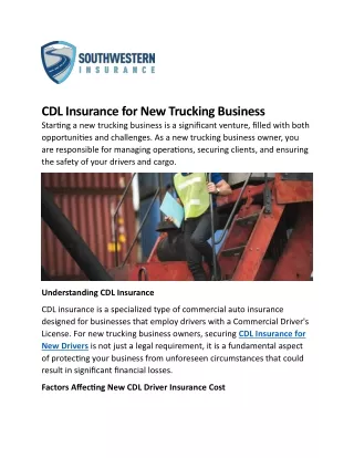 CDL Insurance for New Trucking Business