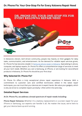 Phone Fix: Your One-Stop Fix for Every Kelowna Repair Need