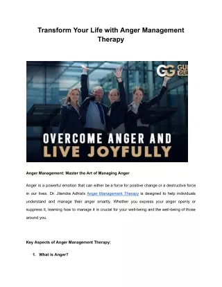 Transform Your Life with Anger Management Therapy