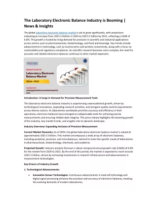 Laboratory Electronic Balance Industry PDF