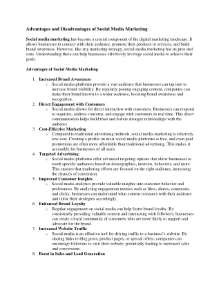 Advantages and Disadvantages of Social Media Marketing