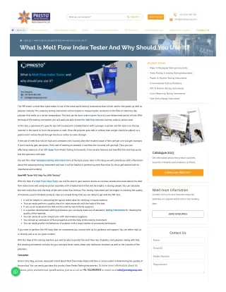 What Is Melt Flow Index Tester And Why Should You Use It?