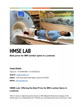 Best price for MRI lumbr spine in lucknow