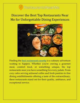 Discover the Best Top Restaurants Near Me for Unforgettable Dining Experiences