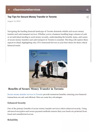 Top Tips for Secure Money Transfer in Toronto