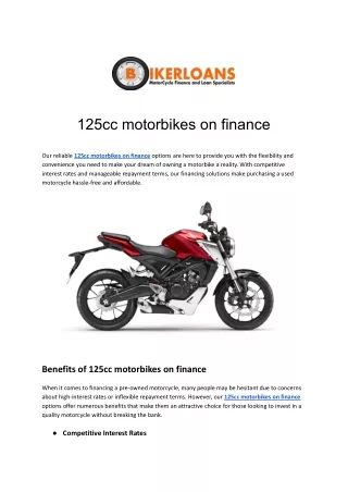 125cc motorbikes on finance