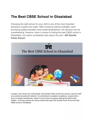 The Best CBSE School in Ghaziabad