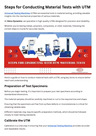 Steps for Conducting Material Tests with UTM