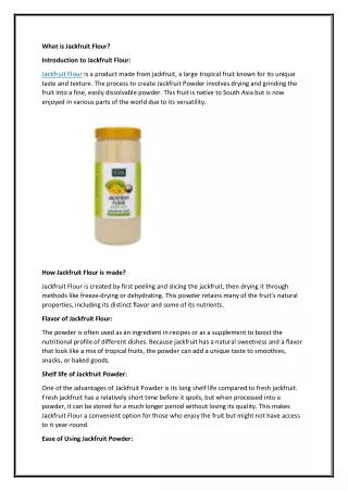 What is Jackfruit Flour?