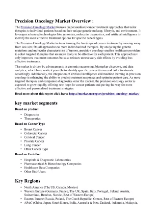 Precision Oncology Market Outlook: Advancements in Tailored Cancer Treatment Sol