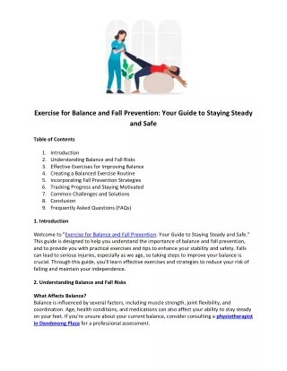 Exercise for Balance and Fall Prevention - Your Guide to Staying Steady and Safe