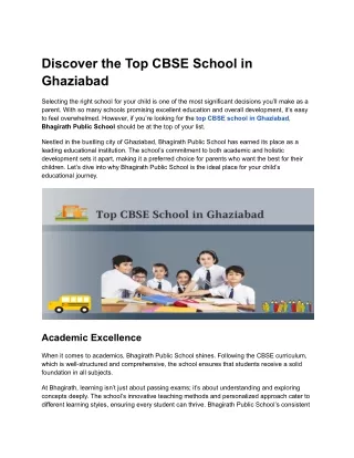 Discover the Top CBSE School in Ghaziabad