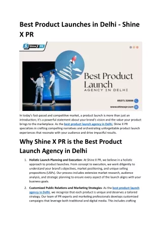 Best Product Launches in Delhi - Shine X PR